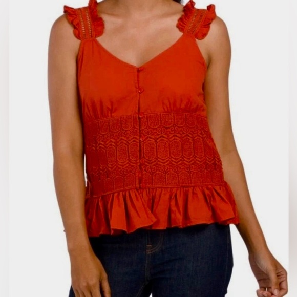 Adiva (Anthropologie) Women’s Eyelet Tank - Picture 1 of 7
